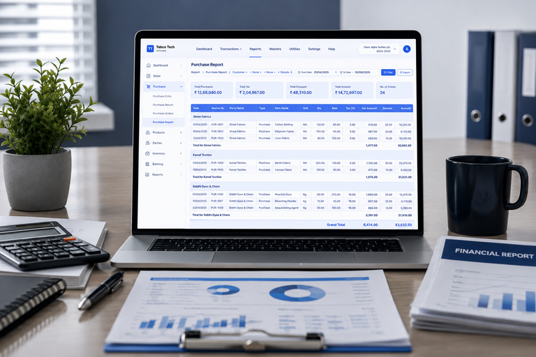 Tabco Tech accounting report software screen