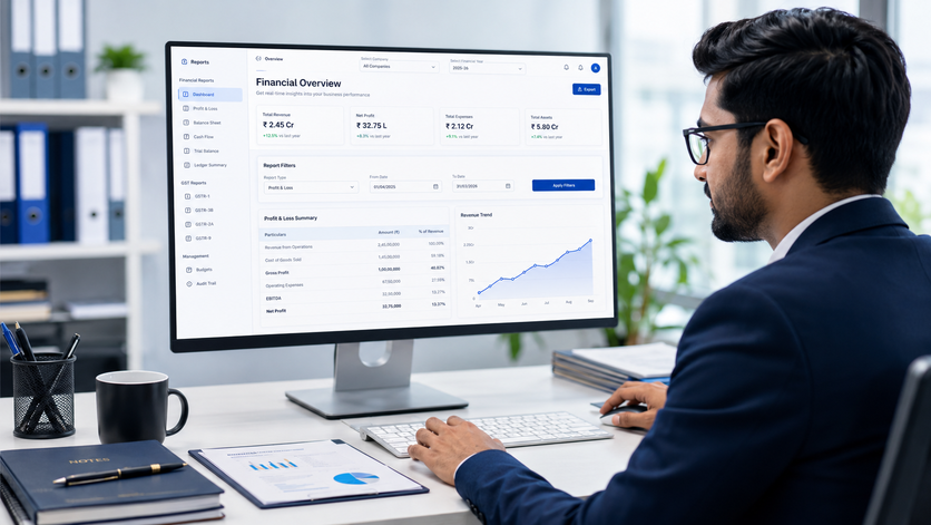 Professional CA reporting web panel hero visual for Tabco Tech Software