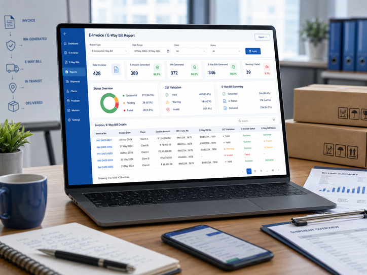 Tabco Tech e-invoice and e-way bill report software screen