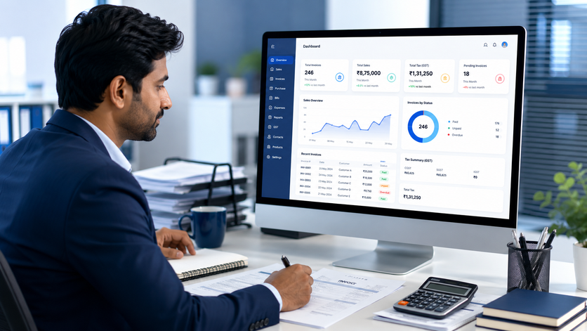 Professional GST billing software hero visual for Tabco Tech Software