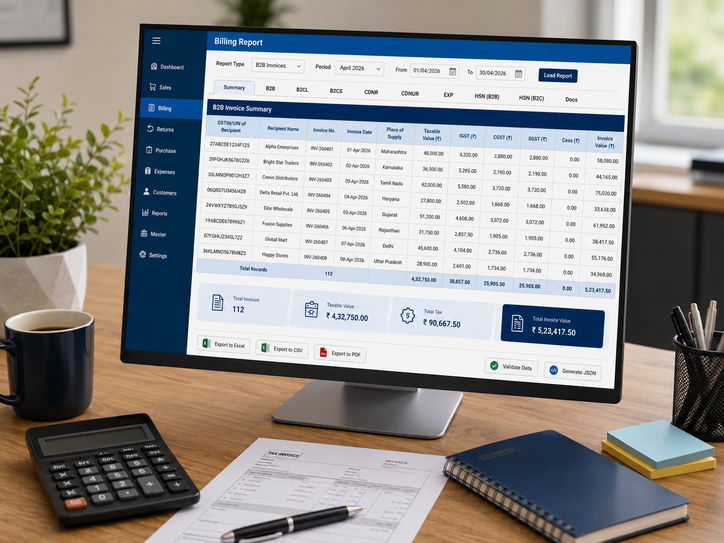 Tabco Tech GST billing report software screen