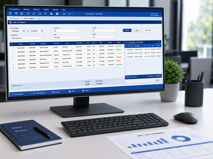 Tabco Tech job work report software screen