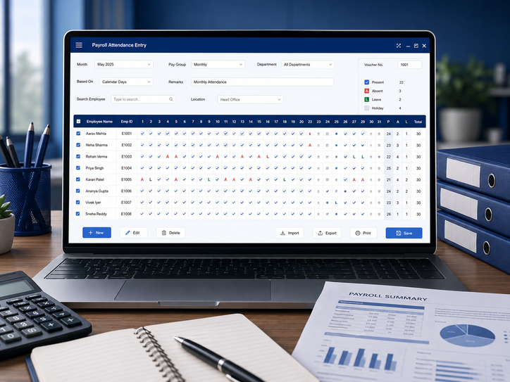 Tabco Tech payroll entry software screen