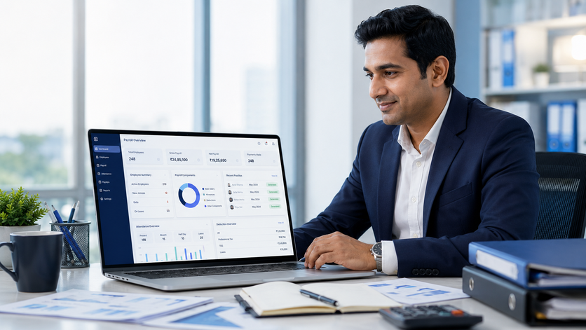 Professional payroll management software hero visual for Tabco Tech Software