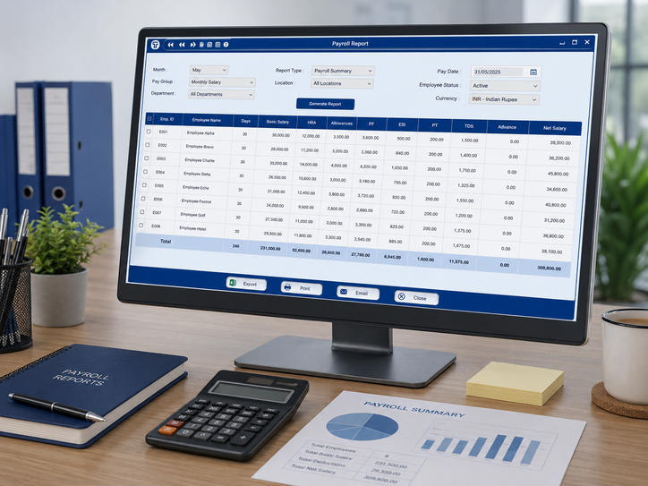 Tabco Tech payroll report software screen