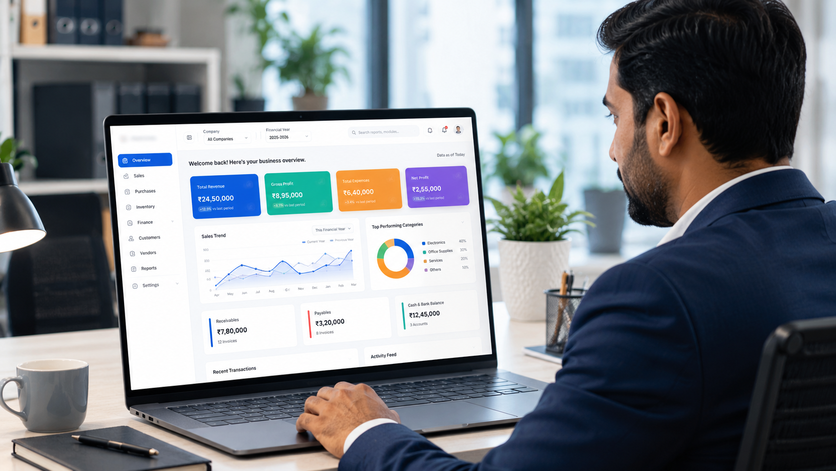 Professional reporting web panel hero visual for Tabco Tech Software