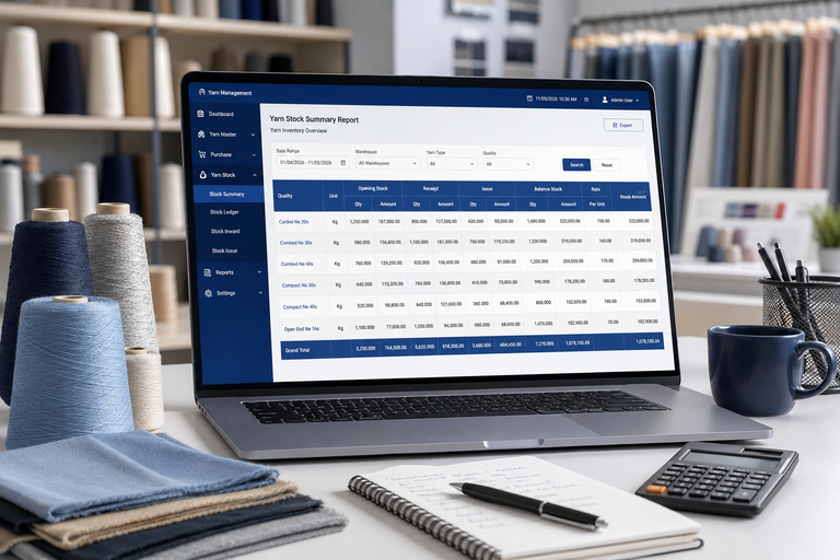 Tabco Tech yarn report software screen